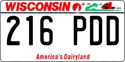 WI license plate 216PDD