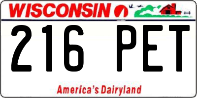 WI license plate 216PET