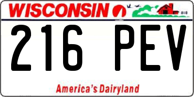 WI license plate 216PEV