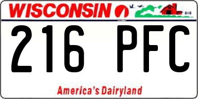 WI license plate 216PFC