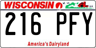 WI license plate 216PFY