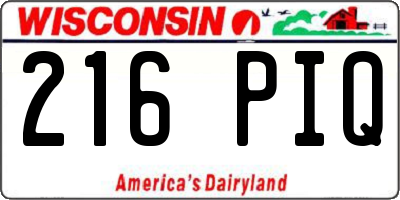 WI license plate 216PIQ