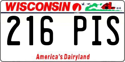 WI license plate 216PIS