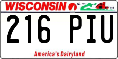 WI license plate 216PIU