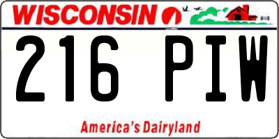 WI license plate 216PIW