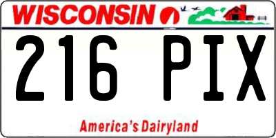 WI license plate 216PIX