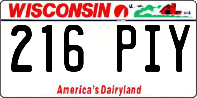 WI license plate 216PIY