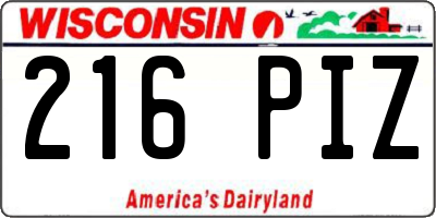 WI license plate 216PIZ