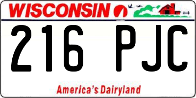 WI license plate 216PJC