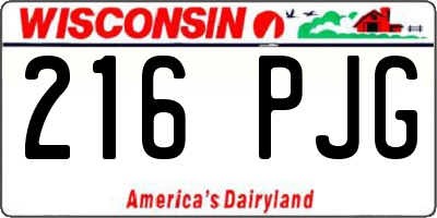 WI license plate 216PJG