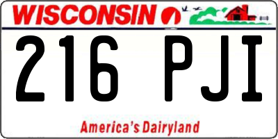 WI license plate 216PJI