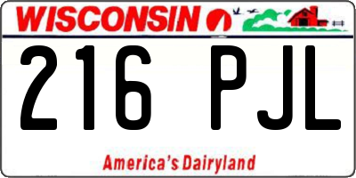 WI license plate 216PJL