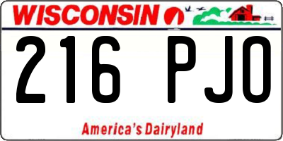 WI license plate 216PJO