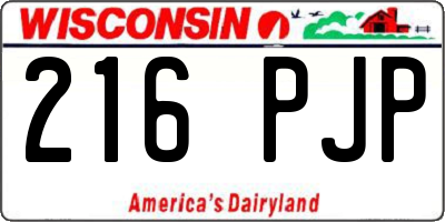 WI license plate 216PJP