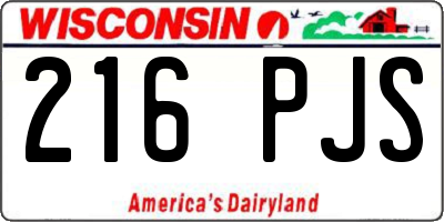WI license plate 216PJS