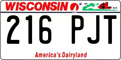 WI license plate 216PJT