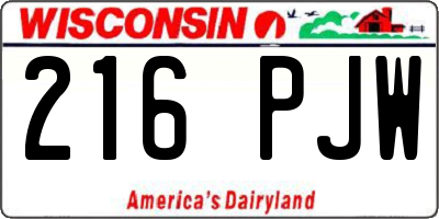WI license plate 216PJW