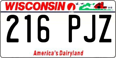 WI license plate 216PJZ