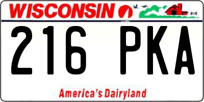 WI license plate 216PKA