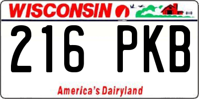 WI license plate 216PKB