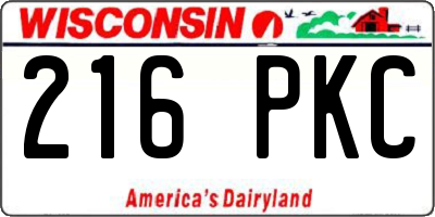 WI license plate 216PKC