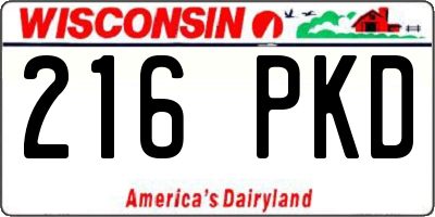 WI license plate 216PKD