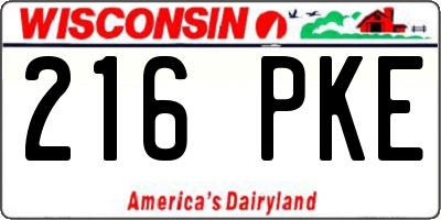 WI license plate 216PKE