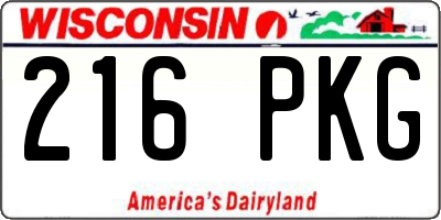 WI license plate 216PKG