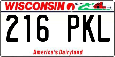 WI license plate 216PKL