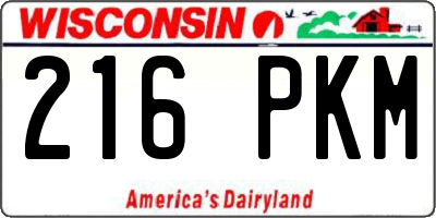 WI license plate 216PKM