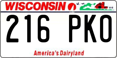 WI license plate 216PKO