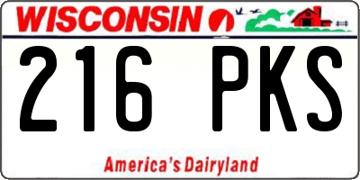 WI license plate 216PKS