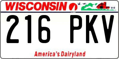 WI license plate 216PKV