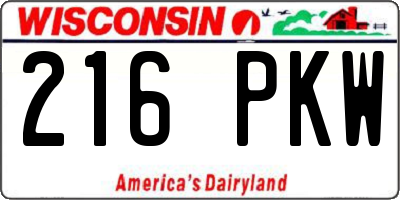 WI license plate 216PKW