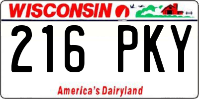 WI license plate 216PKY
