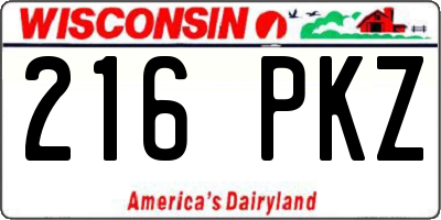 WI license plate 216PKZ