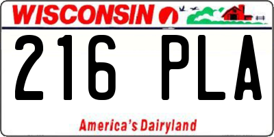 WI license plate 216PLA