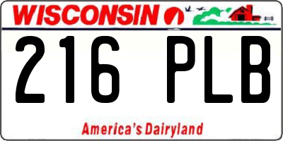 WI license plate 216PLB