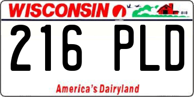 WI license plate 216PLD