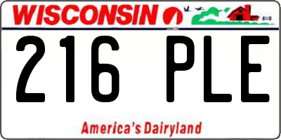 WI license plate 216PLE
