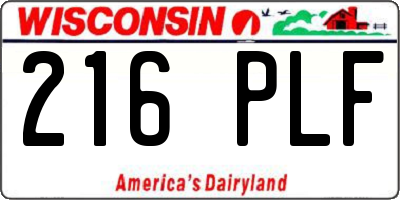 WI license plate 216PLF