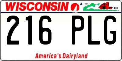 WI license plate 216PLG