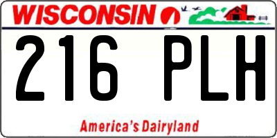 WI license plate 216PLH