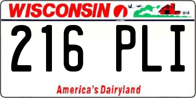 WI license plate 216PLI