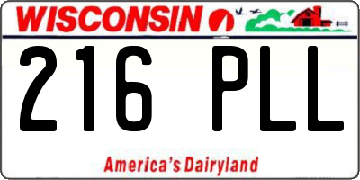 WI license plate 216PLL