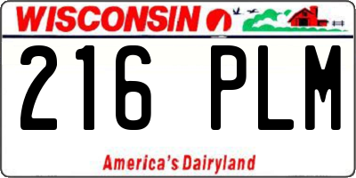 WI license plate 216PLM