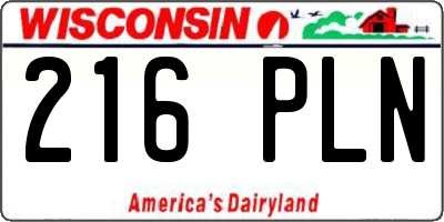 WI license plate 216PLN