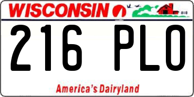 WI license plate 216PLO