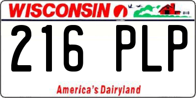 WI license plate 216PLP