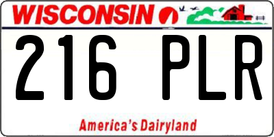 WI license plate 216PLR